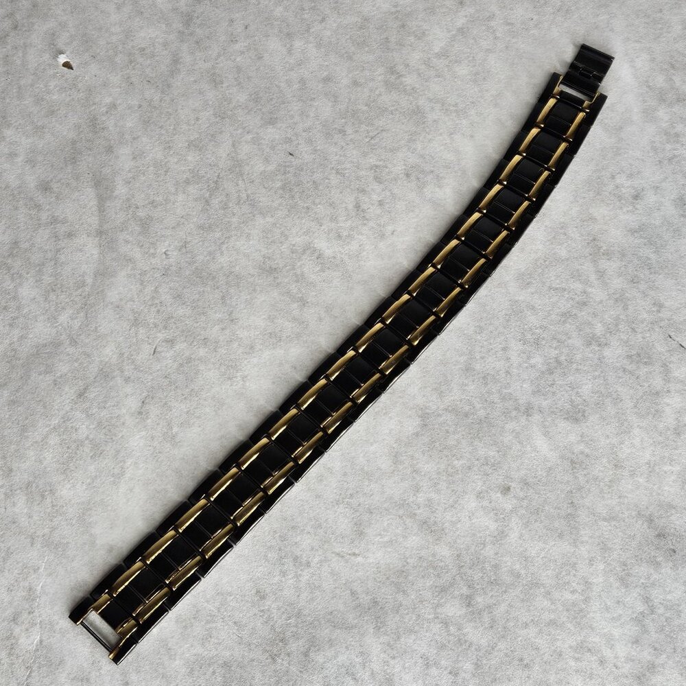 Vivatech Healing Ion Bracelet Watch Band Style Gold Tone Black 8 inch 18mm Wide